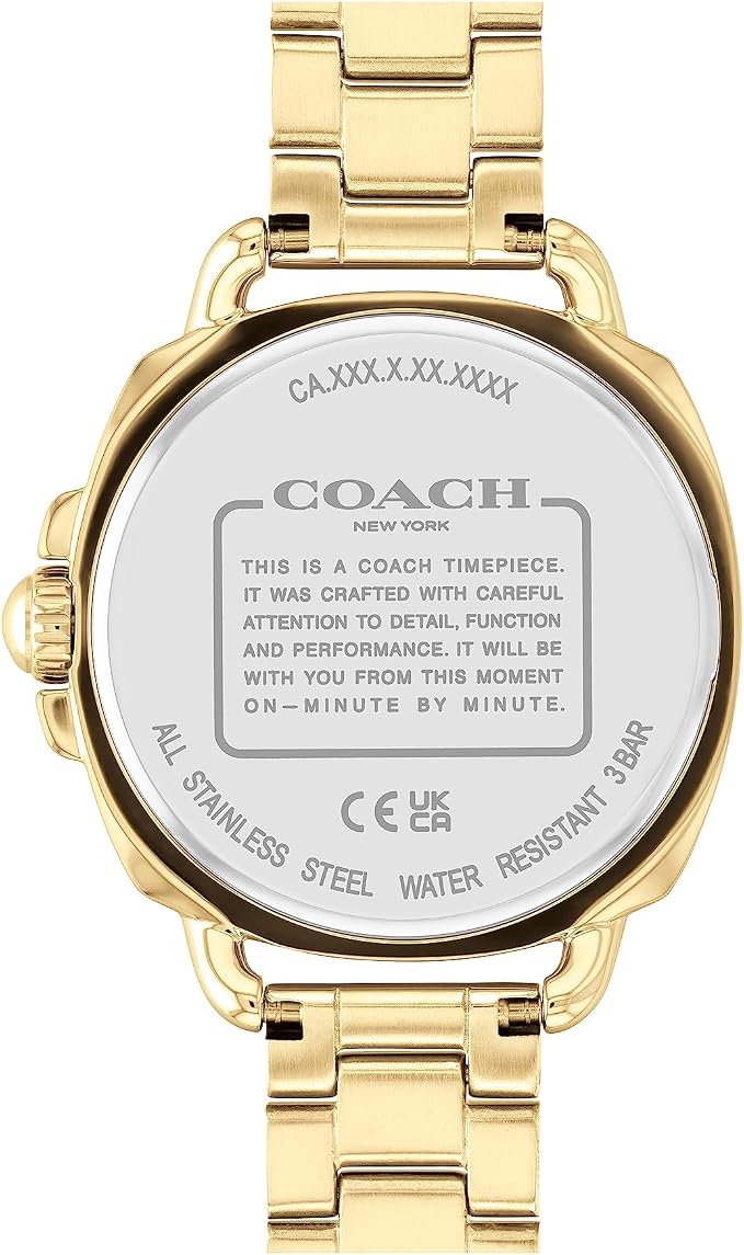 Coach Gold Ionic Plated Steel Bracelet and White Dial Quartz Women's Watch - 14504157