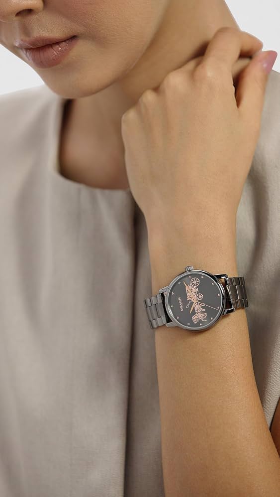 Coach Grand Quartz Dark Grey Dial Gunmetal-tone Ladies Watch 14502924