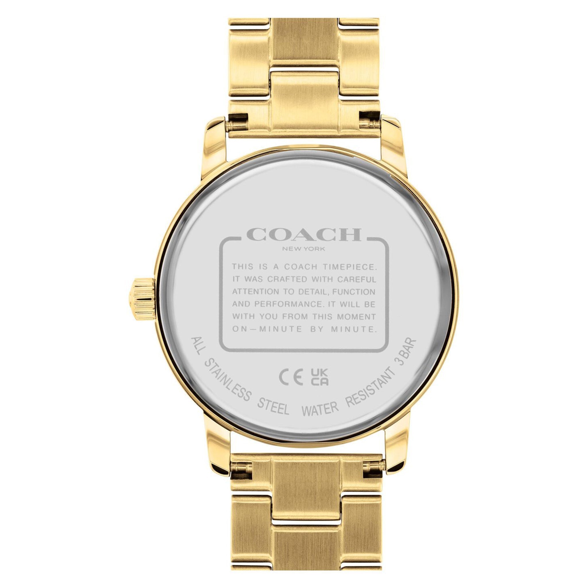 COACH Blue Dial Gold Stainless Steel Bracelet 36mm Grand Ladies Watch - 14503970