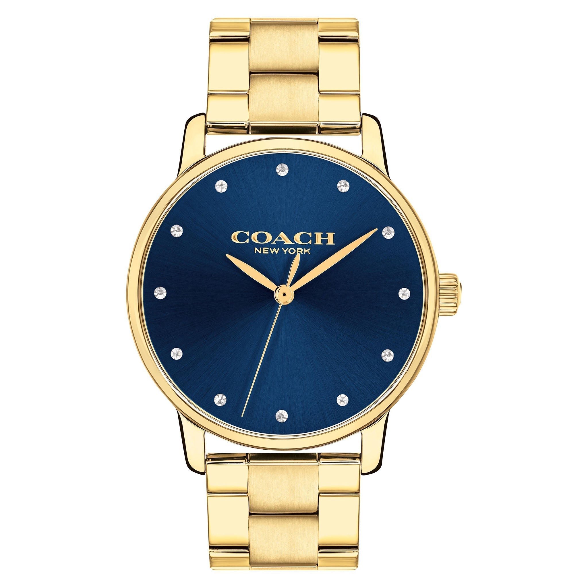 COACH Blue Dial Gold Stainless Steel Bracelet 36mm Grand Ladies Watch - 14503970