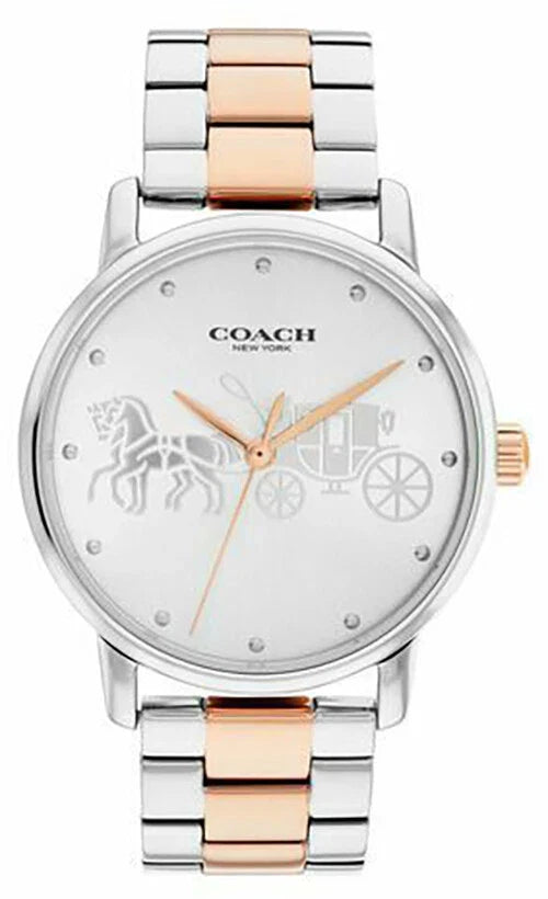 Coach Grand Carriage Silver Dial Two Tone Stainless Steel Women's Watch - 14503739