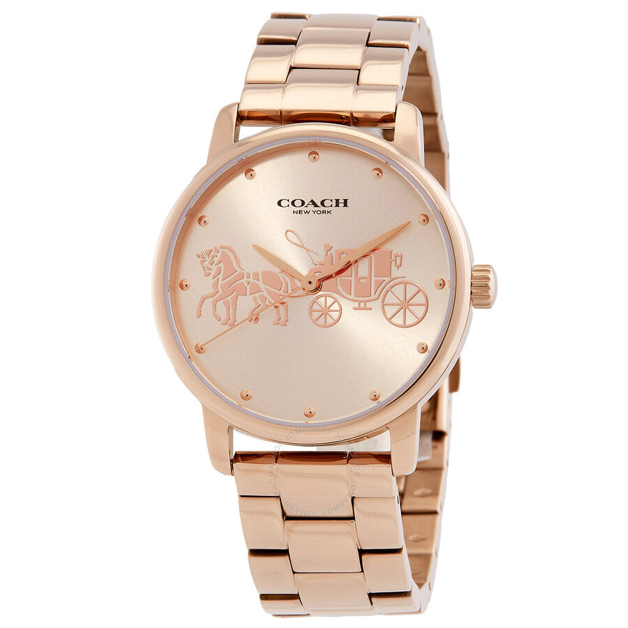 Coach Grand Quartz Carnation Gold Dial Ladies Watch 14503740