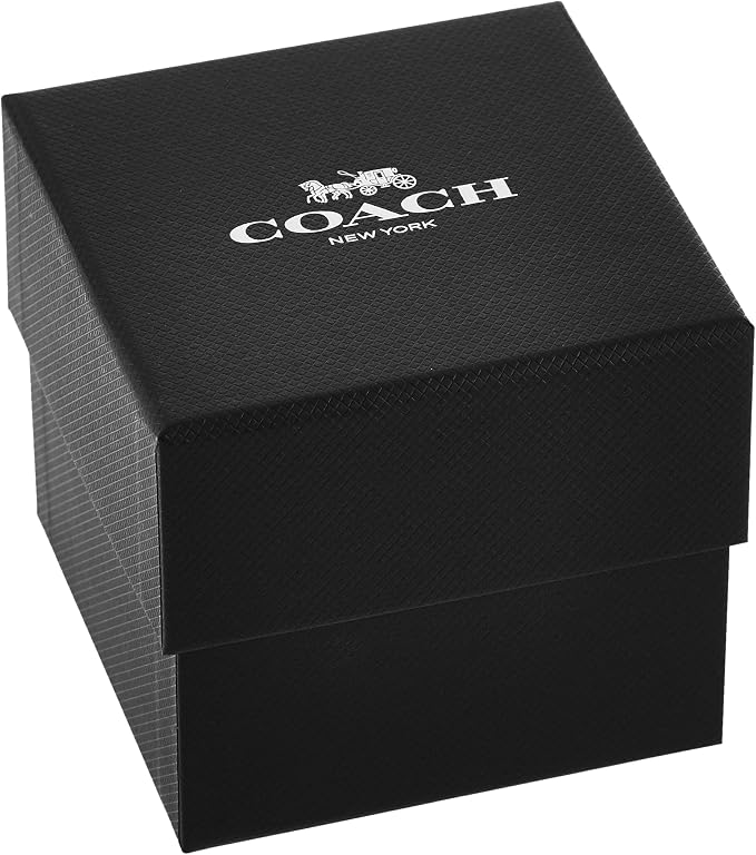 Coach black watch box with white Coach New York logo