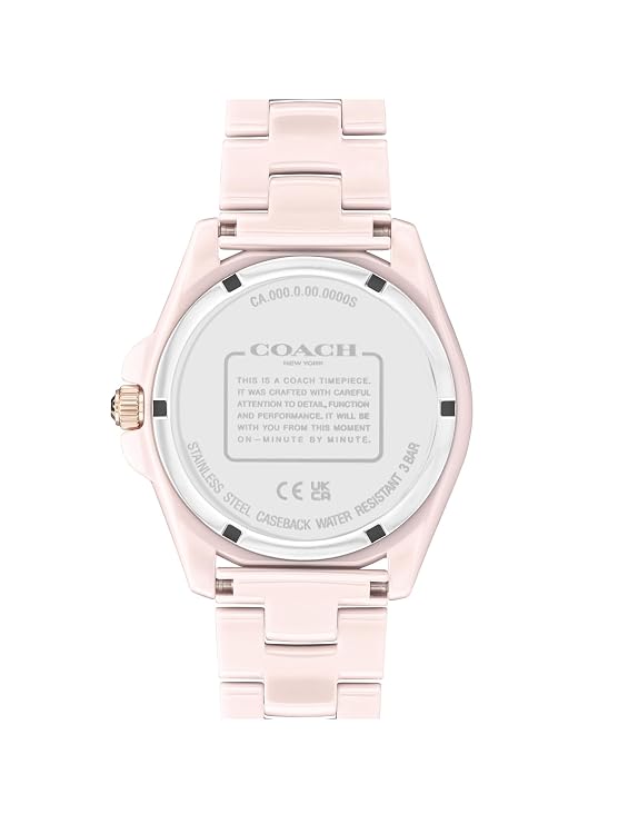 Coach Greyson Qtz Basic Calendar Blush Round Dial Ceramic Women's Watch - 14504020