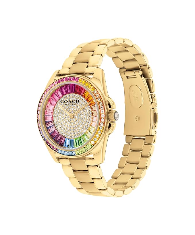 COACH Greyson Rainbow Crystal Gold-Tone Bracelet Women's Watch - 14504274