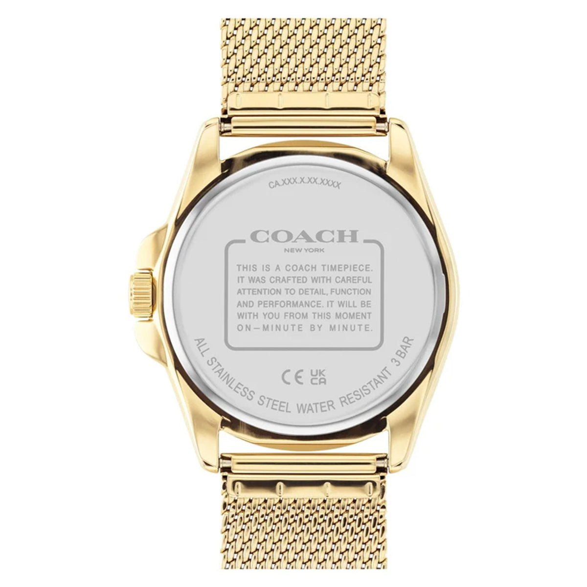COACH Greyson Black Dial Gold-Tone Ion-Plated Stainless Steel Mesh Bracelet Watch - 14602618