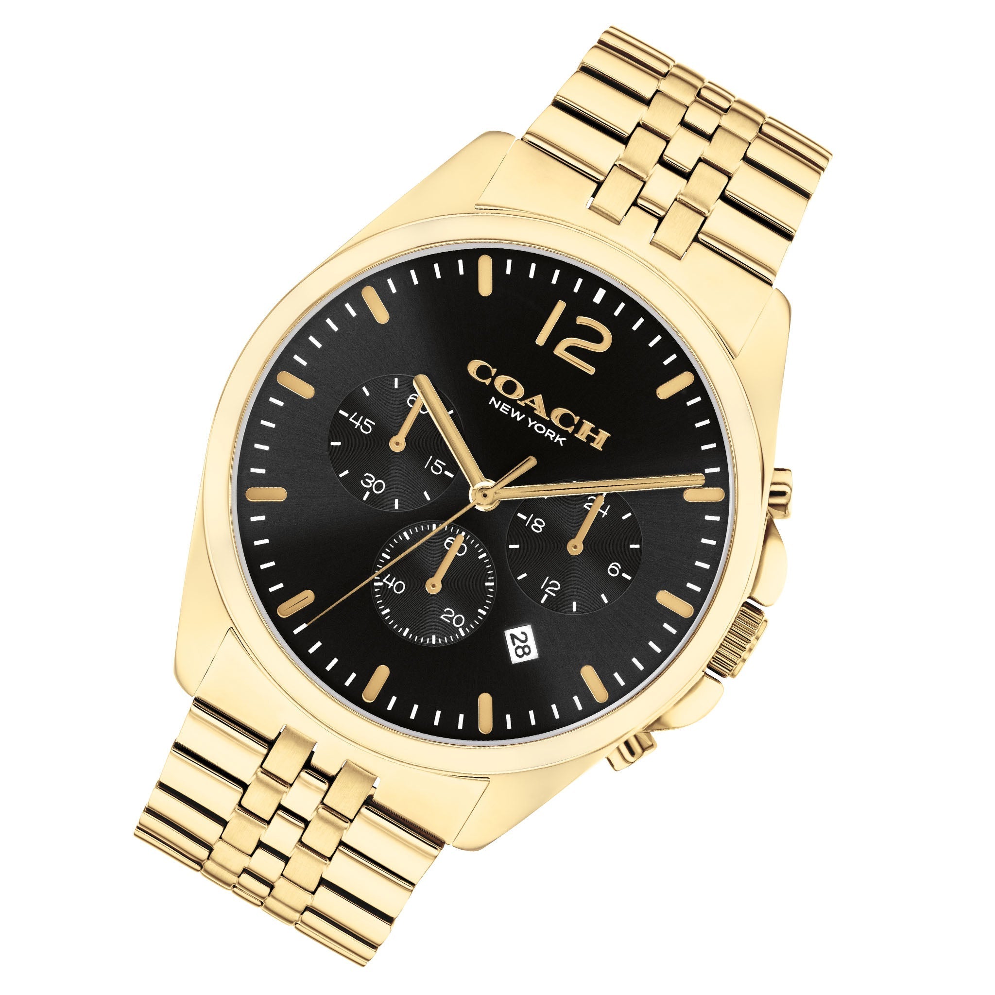 COACH Greyson Chronograph Black Dial Gold-Tone Bracelet Men's Watch - 14602657