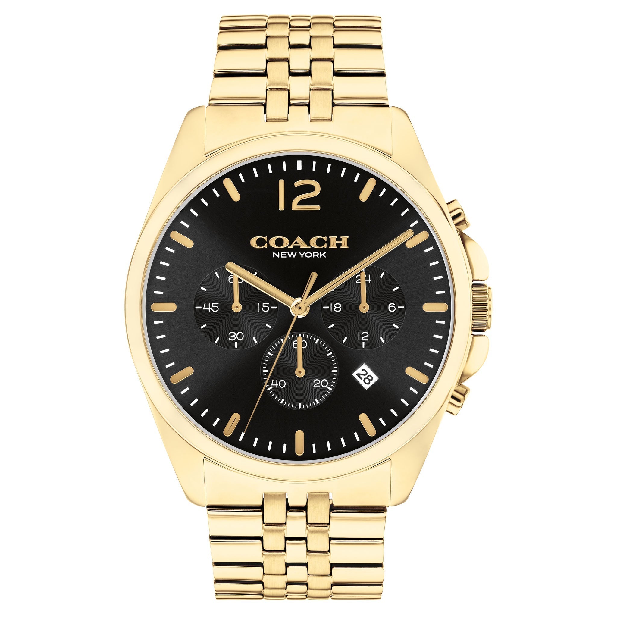 COACH Greyson Chronograph Black Dial Gold-Tone Bracelet Men's Watch - 14602657