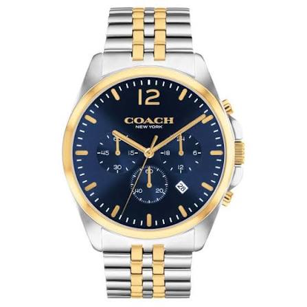 COACH Greyson Chronograph Blue Dial Two-Tone Bracelet Men's Watch - 14602659