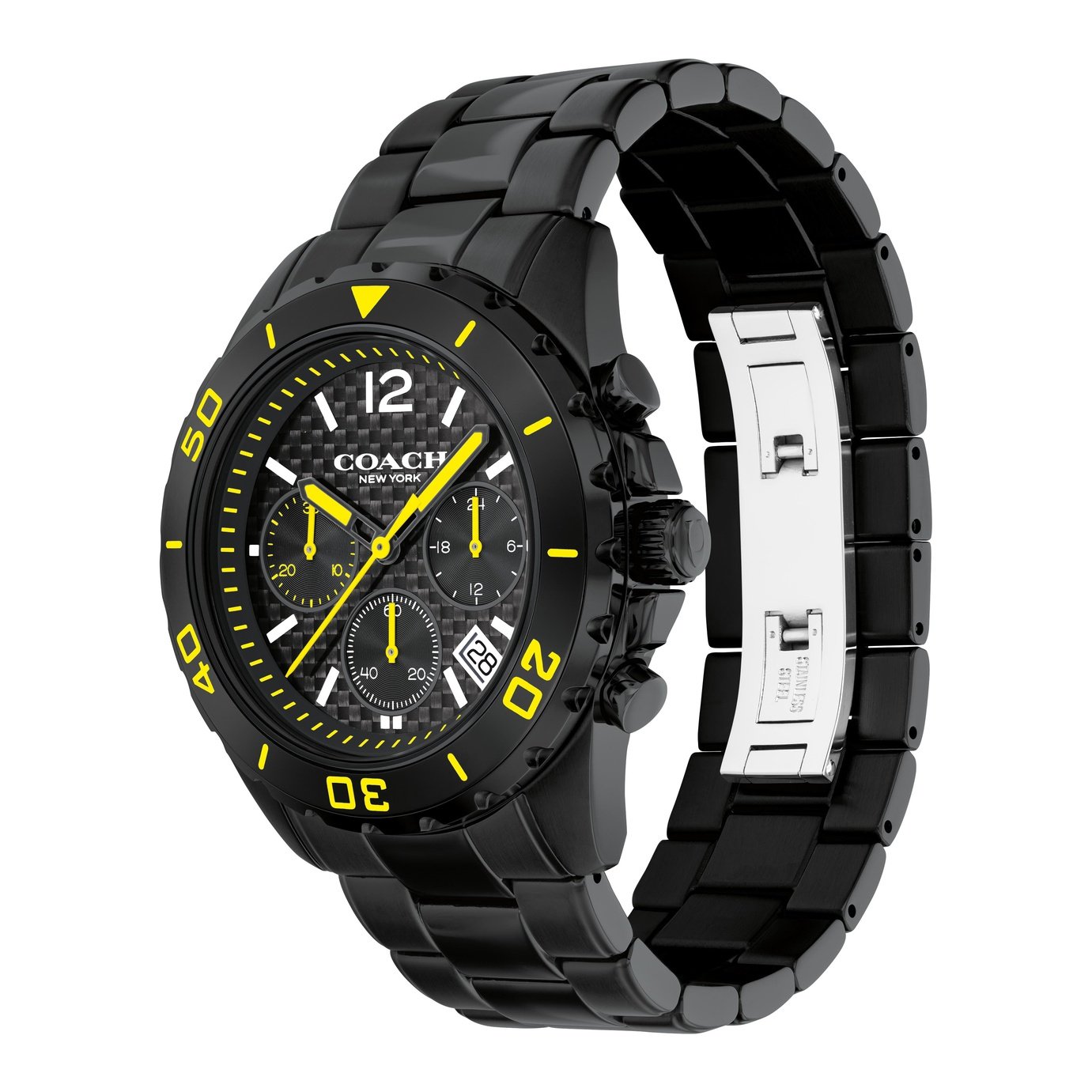 Coach Kent Chronograph Black & Yellow Men's Watch 14602563