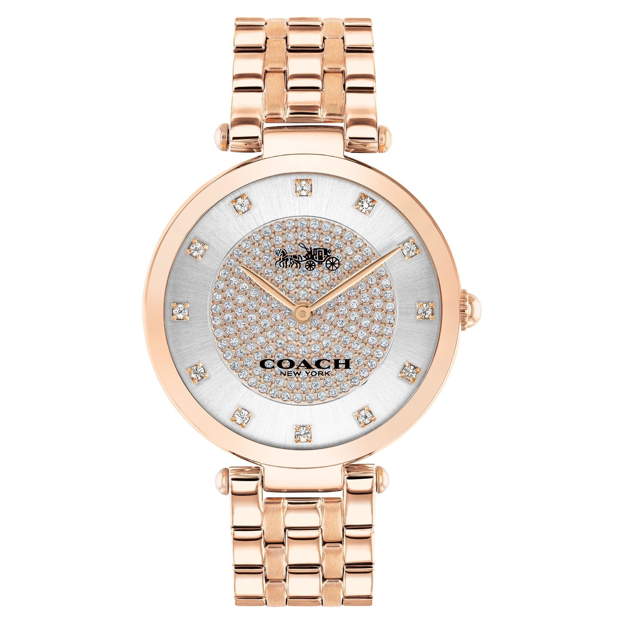 Coach Park Crystal Rose Gold women's watch with crystal dial and diamond hour markers