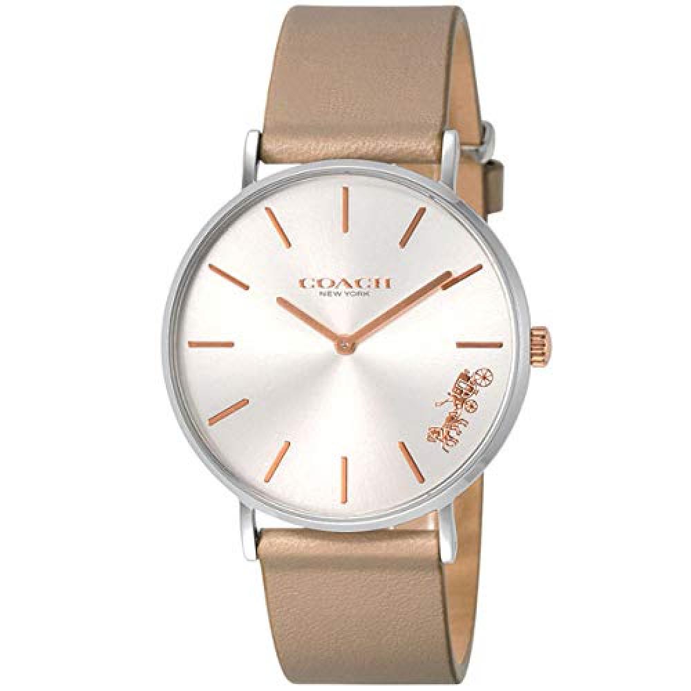 Coach Perry ladies watch with silver dial and light brown leather strap