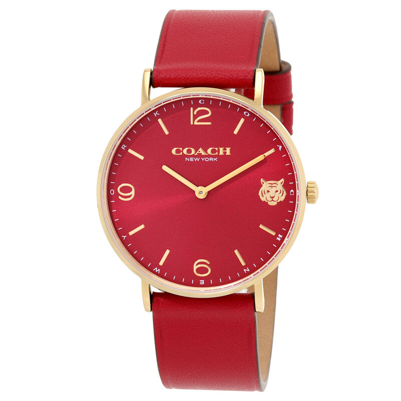 Coach Perry Red Dial Red Leather Strap Watch for Women - 14503867