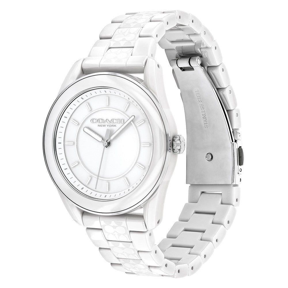 COACH Preston White Ceramic Bracelet White Dial Womens Watch - 14503771