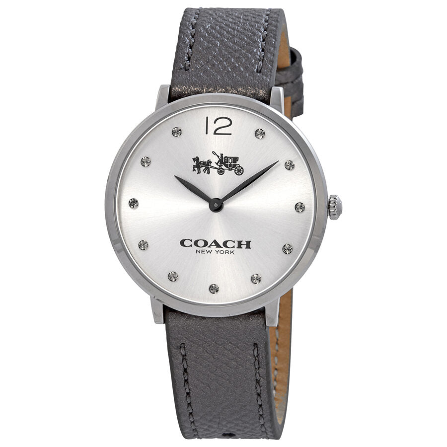Coach Slim Easton Silver Dial Ladies Leather Watch 14502686