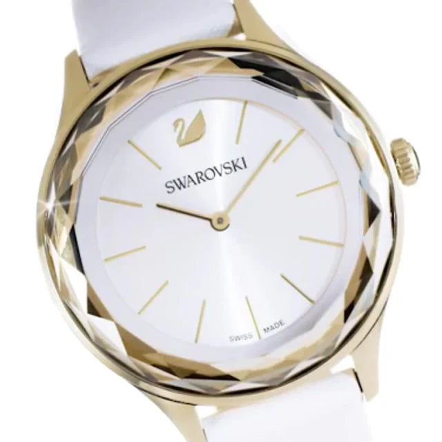 Swarovski Octea Nova Quartz White Dial White Leather Strap Women's Watch 5295337