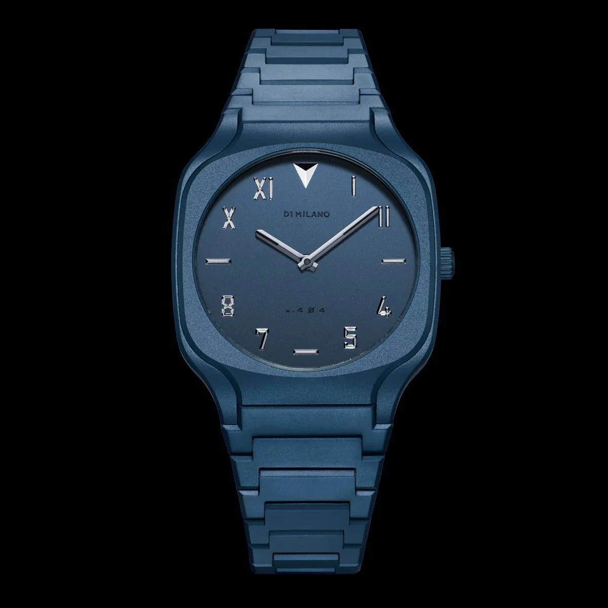 D1 Milano Square Galaxy Blue watch front display on black background