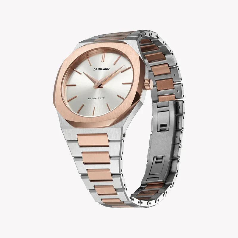 D1 MILANO Stainless Steel Silver & Rose Gold Unisex Watch - UTBJ01