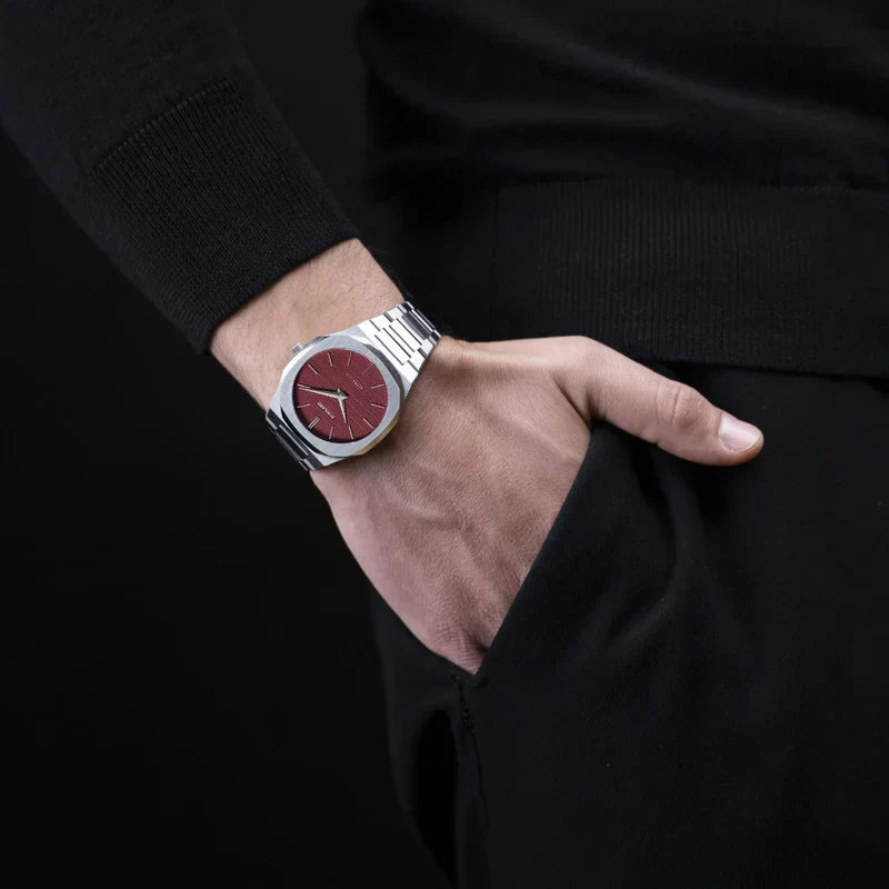 D1 MILANO Silver Stainless Steel, Red Dial Unisex Watch - UTBJ11