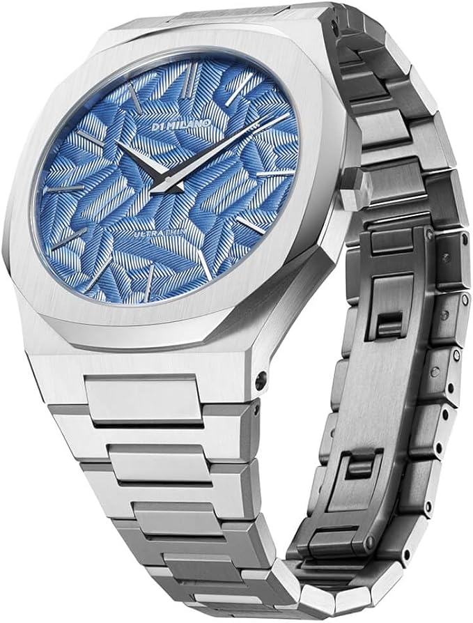 D1 Milano Ultra Thin UTBJ35 three-quarter view showing case and steel strap