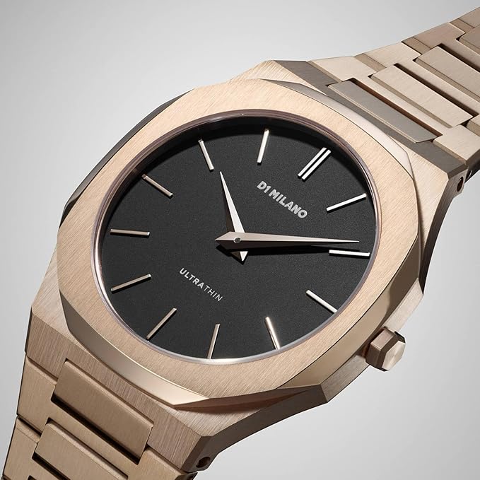 D1 Milano Ultra Thin 40mm watch side profile showing rose-gold case and integrated bracelet