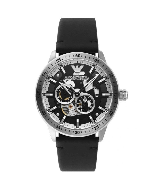 Emporio Armani Automatic Black Leather Men's Watch  AR60051 - Watches of New Zealand