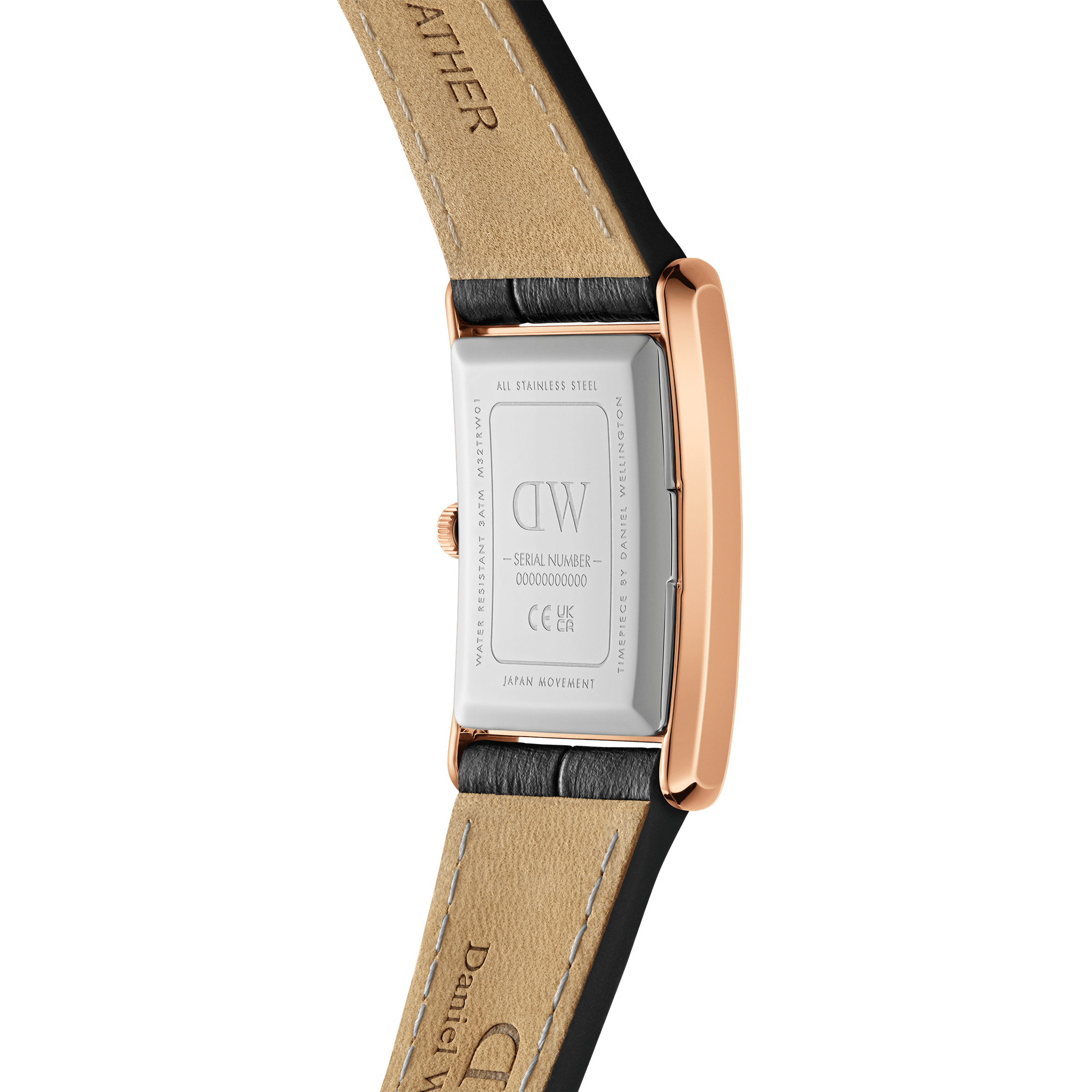 Daniel Wellington Bound caseback showing stainless steel case and strap details