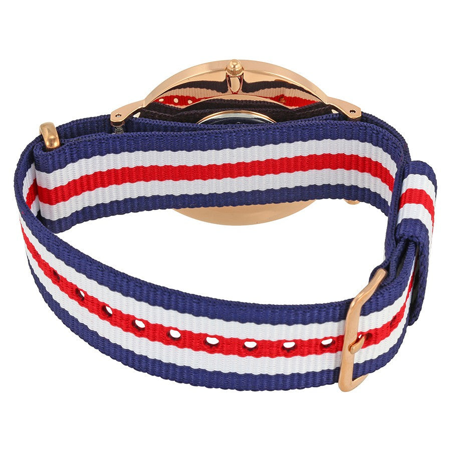 Canterbury tricolour NATO strap detail showing navy, white, and red horizontal stripes