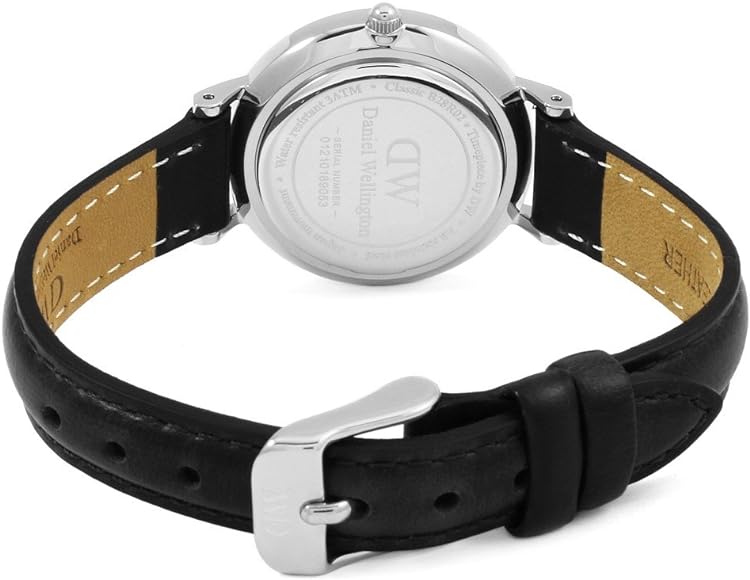 Caseback of Daniel Wellington Petite Sheffield showing serial number and branding