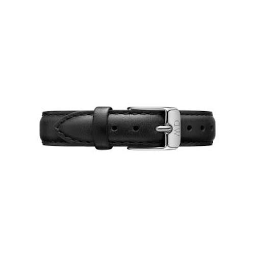 Black leather strap with tan suede backing and silver buckle for Petite Sheffield watch
