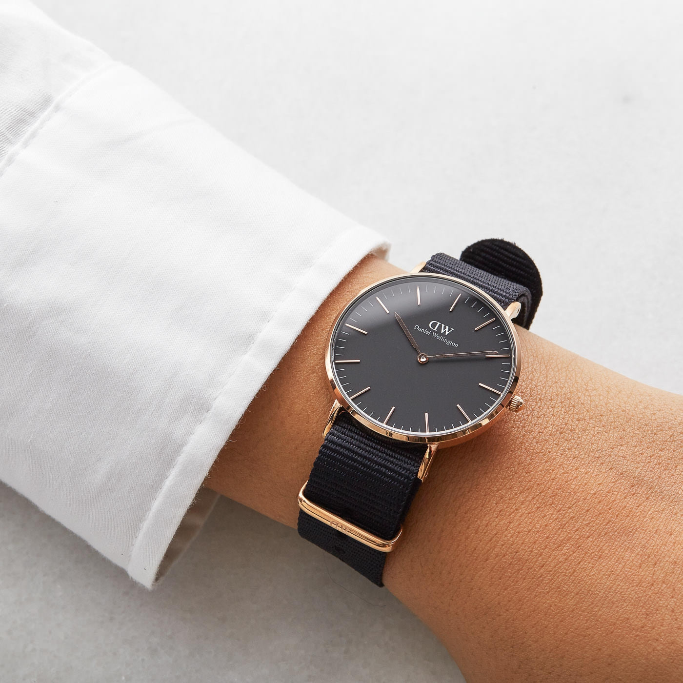 Daniel Wellington Cornwall 36mm Black Dial Black Nato Strap Gold Watch - DW00100150