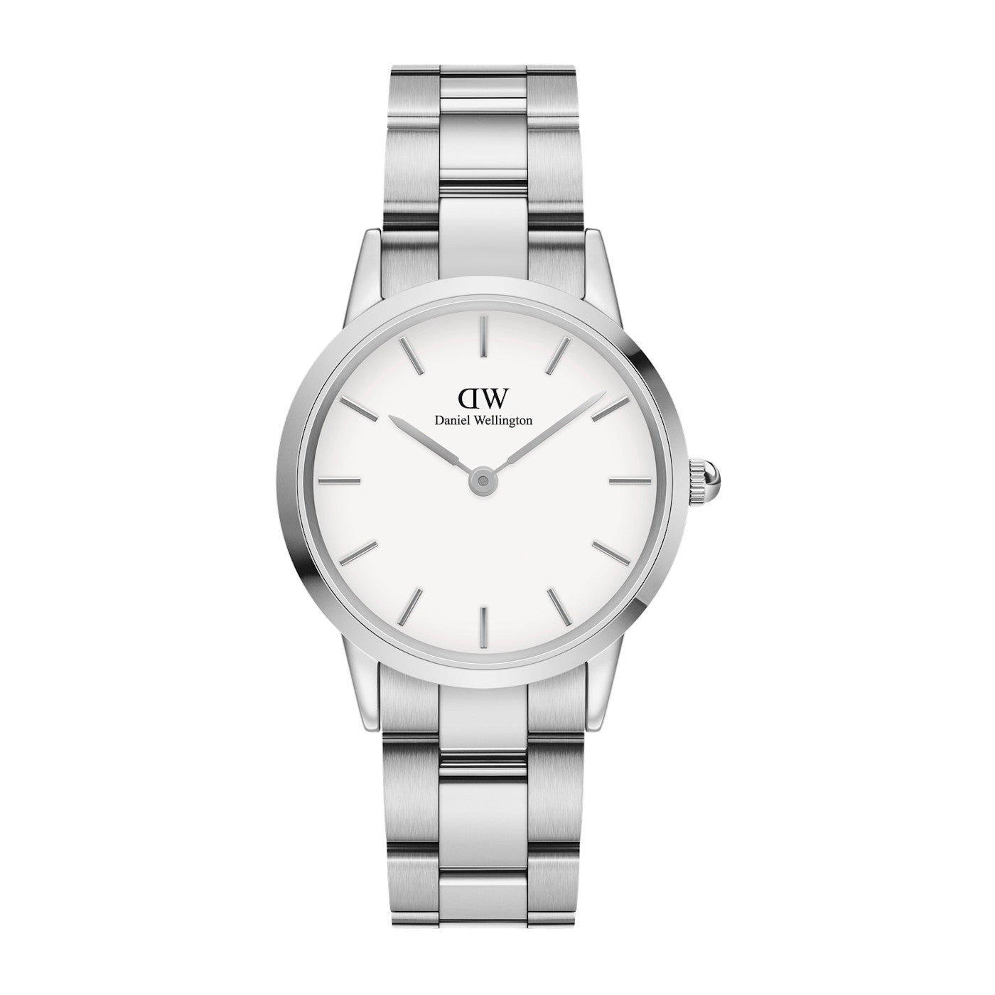 Daniel Wellington Iconic Link 32mm white dial silver watch front view