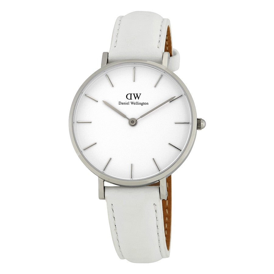 Daniel Wellington Petite Bondi 32mm White Dial Genuine Leather Women's Silver Watch - DW00100190