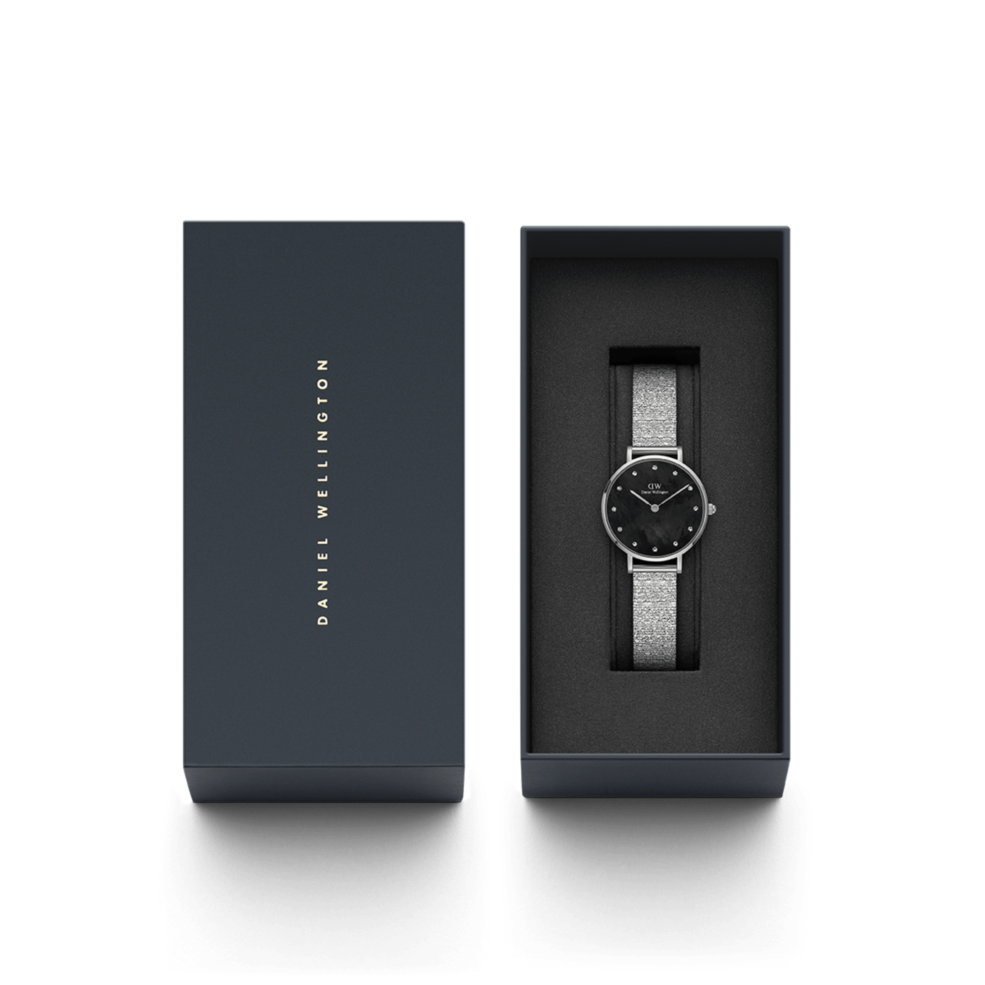 Daniel Wellington Petite Lumine Pressed Piano Black MoP Silver - DW00100593