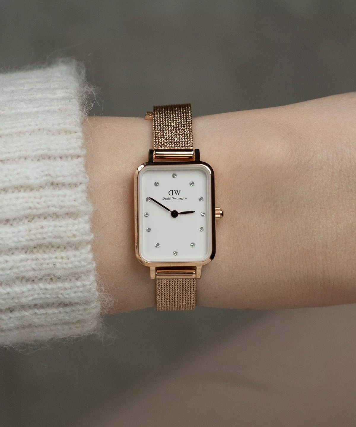 Daniel Wellington Quadro Pressed Melrose Lumine Rose Gold White Women's Watch - DW00100527
