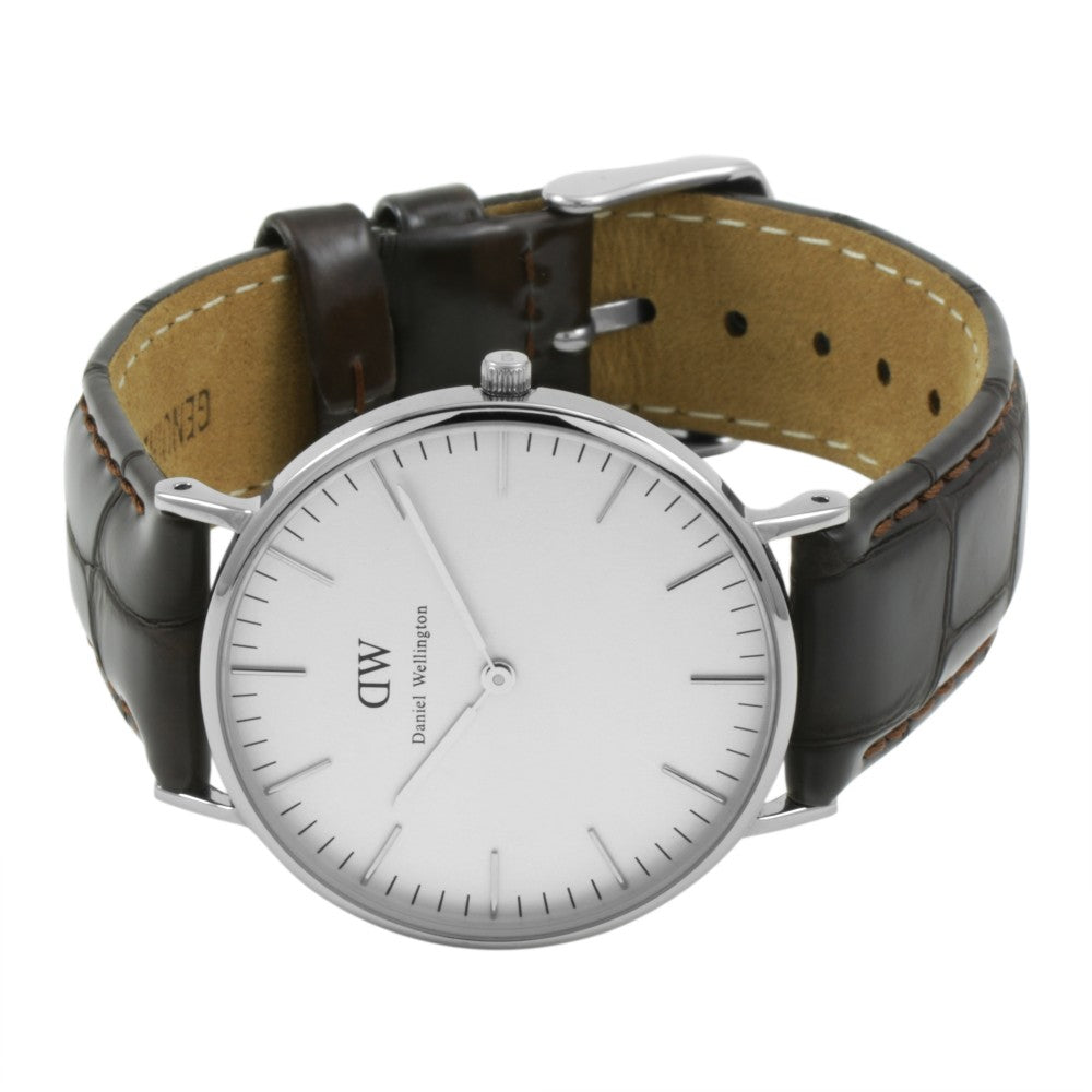 Daniel Wellington York black genuine leather strap with tan suede lining and buckle