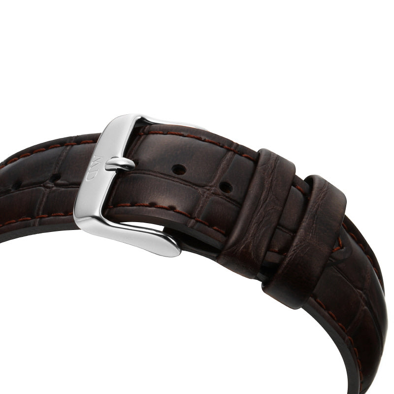 Daniel Wellington York 40mm Black Dial Genuine Leather Men's Silver Watch - DW00100134