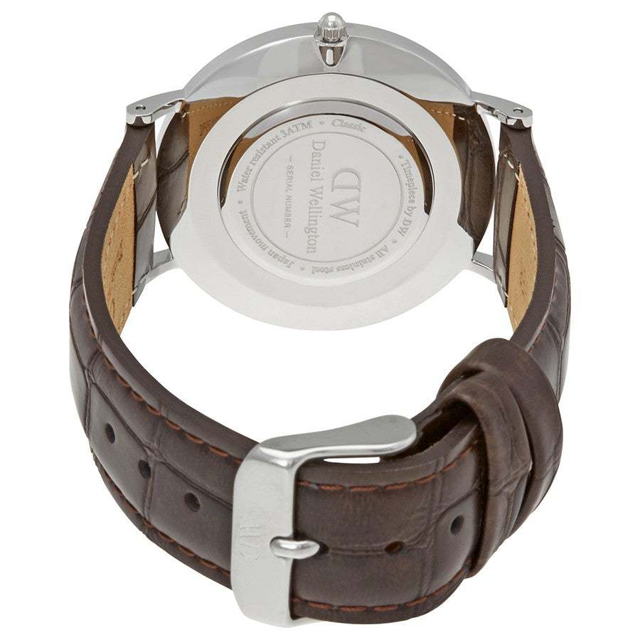 Daniel Wellington York 36mm Black Dial Genuine Leather Silver Watch - DW00100146
