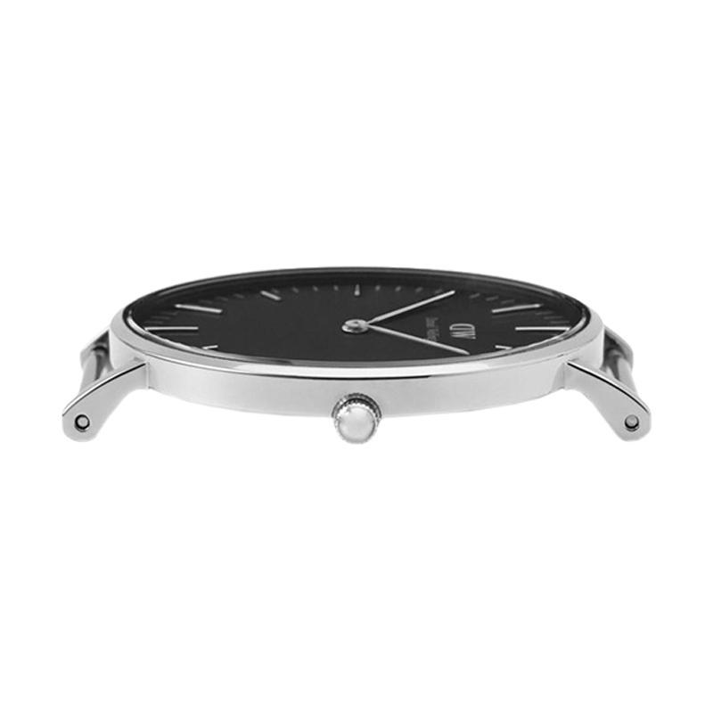 Daniel Wellington York 36mm Black Dial Genuine Leather Silver Watch - DW00100146