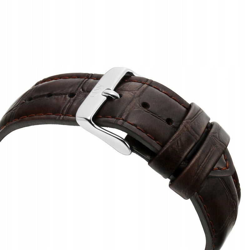 Daniel Wellington York 36mm Black Dial Genuine Leather Silver Watch - DW00100146