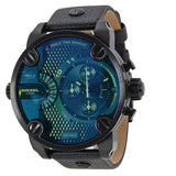 Diesel Bad Ass Chronograph Blue Dial Black Leather Men's Watch #DZ7257 - Watches of New Zealand