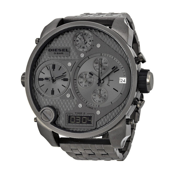 Diesel Badass Oversized Gray Dial Gunmetal PVD Men's Watch #DZ7247 - Watches of New Zealand