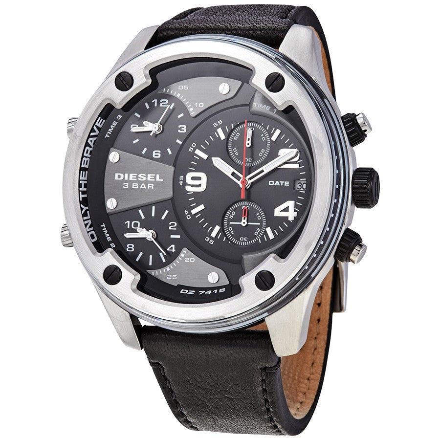 Diesel Boltdown Chronograph Balck Leather Strap Men's Watch DZ7415