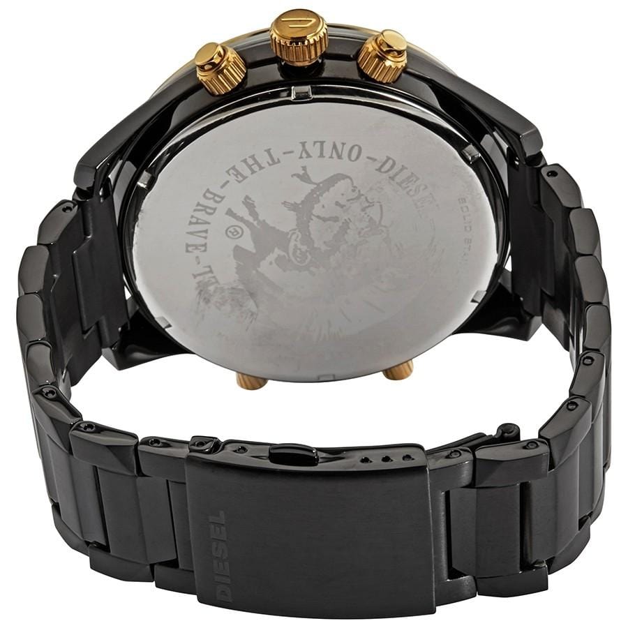 Diesel Boltdown watch caseback showing stainless steel back and engraved branding