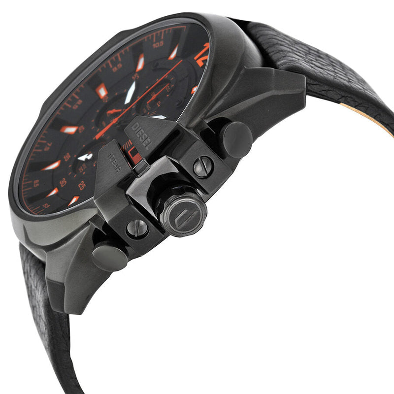 Diesel Chronograph Black Dial Black Leather Men's Watch #DZ4291 - Watches of New Zealand #2