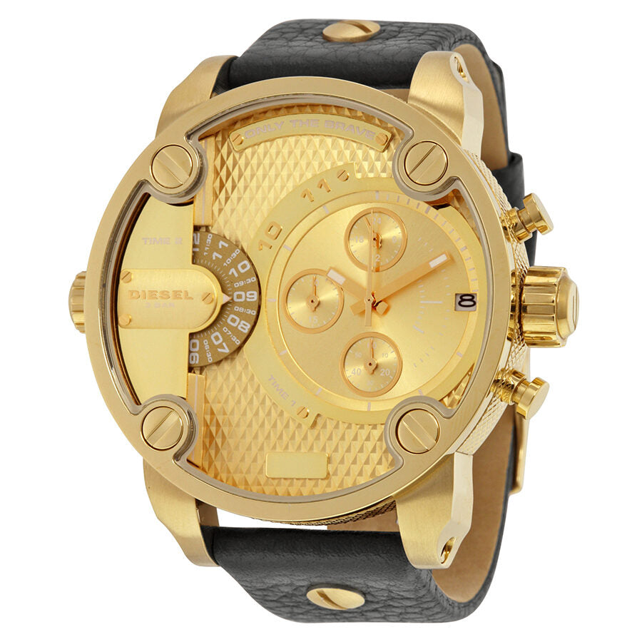 Diesel Champagne Dial Black Leather Men's Watch DZ7363