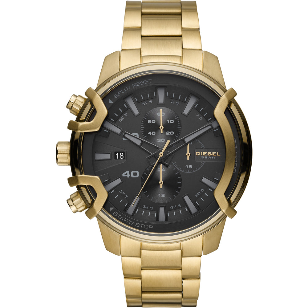 Diesel Griffed chronograph watch with gold-tone case and black dial