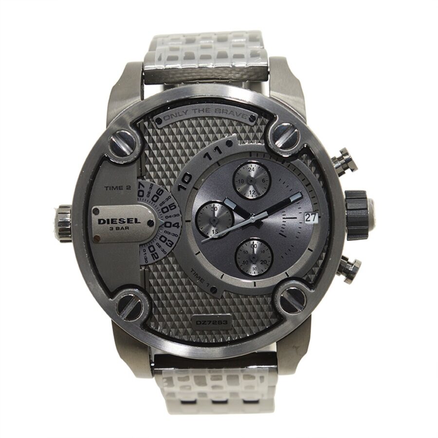 Diesel Little Daddy Dual Time Chronograph Grey Dial Steel Men's Watch DZ7263