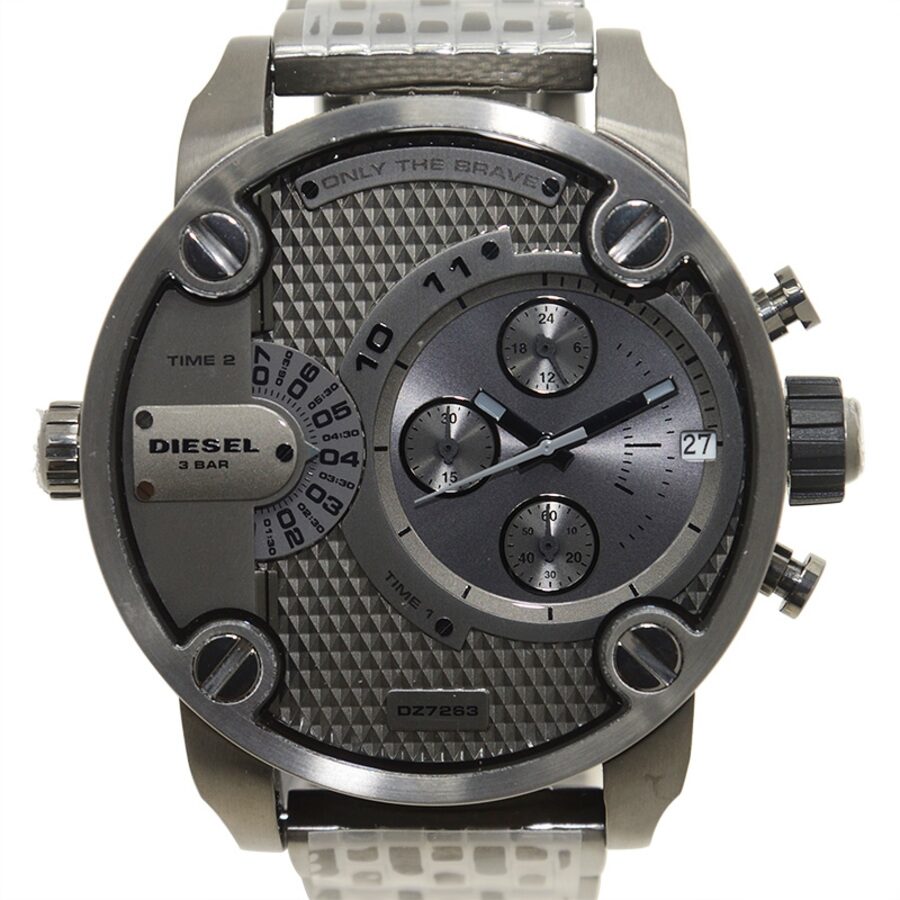 Diesel Little Daddy Dual Time Chronograph Grey Dial Steel Men's Watch DZ7263