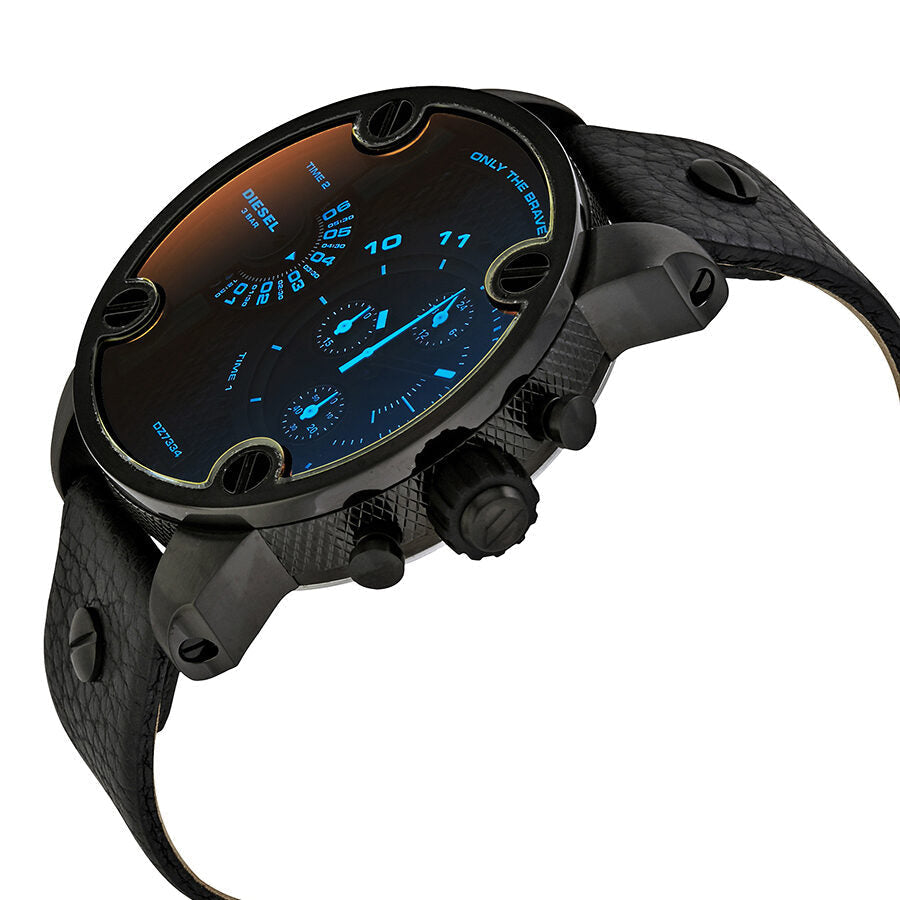 Diesel Little Daddy Dial Red Black Leather Quartz Men's Watch DZ7334